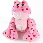 Big Mo's Toys Love Frog - Plush Valentine's Day Anniversary Pink and Red Heart Printed Small Soft Stuffed Frogs Animals for All Ages 8.5"