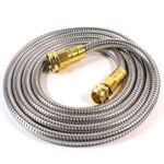 Holldoor Short Metal Garden Hose 15 ft – 304 Stainless Steel Water Hose with 3/4’’ Brass Fitting, Garden Hoses Flexible, Lightweight, No Kink, Heavy Duty for Outdoor (15 ft)