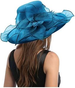 Carnavalife Sombrero de Sol Florales para Mujer, Gorro Nupcial para Vestido de Novia, Tocado de Iglesia para Fiesta de Té, Talla única (Azul)