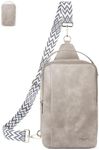 Telena Large Crossbody Bags for Women, PU Leather Sling Bag Fanny Packs for Women Cross Body with Hands Carry Strap Grey