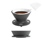 vandroop Collapsible Pour Over Coffee Dripper, Reusable Silicone Pour Over Coffee Maker For Camping, Travel&Home, Portable Single Clever Coffee Dripper With 10 V60 Filter Papers #02(Grey, 2-3 Cup)