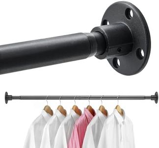 Closet Rods, 28-92 inch Adjustable Size, Screw Fixing Connection, for Closet Wardrobes Laundry RV, Black