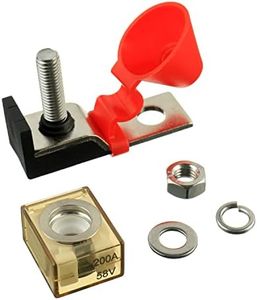 HUAREW MRBF Terminal Fuse Block Kit (Fuse Included), 200A 58V DC Maximum, Single Stud 5/16" (M8) Compact Marine Rated Battery Fuse,IP66 Waterproof