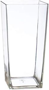 Royal Imports Flower Vase Acrylic Square Tapered Decorative Tabletop Centerpiece for Home Decor, Wedding Bouquet, Floral Gift Arrangement - Non Breakable Plastic, 5"X10" Tall Cube Shape - Clear