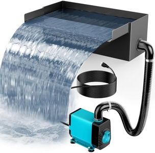 POPOSOAP 8Inch Pond Waterfall Spillway with Pump Kit, 304 Stainless Steel Pond Waterfall Box, Pond Spillway with 9.8FT Corrugated Tubing for Garden Waterfall Water Features-P42