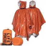 Go Time Gear Emergency Survival Life Poncho 2 Pack - Thermal Use in Camping, Survival Gear - Includes Whistle & Paracord - Emergency Ponchos - Survival Poncho Reusable - Survival Ponchos with Hood