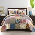 ENASAL Cotton Bedspread Quilt Sets Reversible Bedding Coverlet Sets Comforters Vintage Luxury Gorgeous Floral Real Patchwork Bedspread,Queen Size