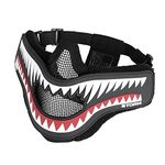 OneTigris X Storm Airsoft Mask Foldable Mesh Mask with Removable Shark Jaw Morale Patch, White