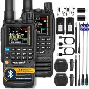 TIDRADIO TD-H3 GMRS Radio Handheld,Type C & Wireless Programming 8-Band Long Range Walkie Walkies Rechargeable Portable Two Way Radios Air Band, Frequency Match, DTMF Lock, NOAA FM AM- Full Kit 2Pack