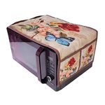 MW PRINTS Microwave Oven Top Cover With 4 Utility Pockets Attractive Digital Prints Dustproof(Flower)