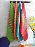 SAMI STUDIOS Kitchen Towels Cotton for Home, Soft & Absorbent Hand Towel for Kitchen Cleaning & Quick Drying of Plates & Glasses, 40 X 60 Cm, Spanish Stripe, Mixed Colors Set of 4, Multicolor