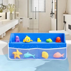 TIFFYONEK Bathtub Splash Guard, Toy Tray Caddy Holder Storage for Kids, 8 Suction Cups Attach to Bath Tub, Tub Splash Guard Prevents Water from Splashing in Bathroom