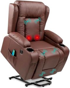 Best Choice Products PU Leather Electric Power Lift Chair, Recliner Massage Chair, Adjustable Furniture for Back, Legs w/ 3 Positions, USB Port, Heat, Cupholders, Easy-to-Reach Side Button - Brown