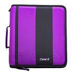 Case it The Classic Zipper Binder - 2 Inch O-Rings - Multiple Pockets - 800 Sheet Capacity - Comes with Shoulder Strap - Deep Purple (D-251-DPP)