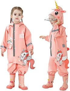 Fewlby Kids Toddler Boys Girls Rain Suit Waterproof One Piece Coverall L Size 4-5 Years