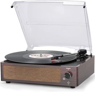 Vintage Record Player with Speakers Turntable for Vinyl Records Belt-Driven Turn Table 3-Speed Full Size Wireless Playback Headphone AUX-in RCA Line LP Vinyls Players Auto Stop Wood Red