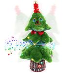 Singing Dancing Christmas Tree Aceshop 14'' Christmas Plush Toy with Music and Lights Electric Christmas Ornaments Stuffed Toy Wiggle Singing Xmas Musical Doll for Kids Gift Home Party Xmas Decor