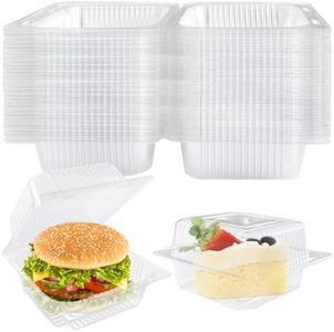 Jizvxe 50 Pcs Clear Plastic Take Out Containers,Clear Plastic Square Hinged Food Container with Lids,Disposable Clamshell Dessert Containers for Salad,Pasta,Hamburger(5.3 x 4.7 x 2.8 in)