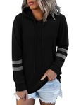 KISSMODA Chic Sweatshirts Color Block for Ladies Black Shirts with Pocket Outdoor Wear Big Size