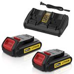 Energup 2Pack 20V 3.5A Replacement Dewalt 20V Battery and Charger Kit, for Dewalt 20V Max XR Battery DCB200 DCB201 DCB204 DCB206 DCB207 + 2Port DCB102 Charger for Dewalt Battery Charger