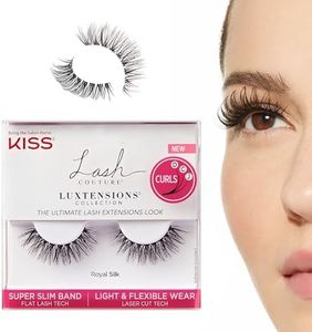 KISS Lash Couture LuXtensions Collection False Eyelashes, Flat Lash Technology, Super Slim Lash Band, Real Lash Extension Fibers, Reusable, Contact Lens Friendly Strip Lashes, Style Royal Silk, 1 Pair