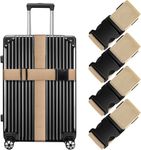 Luggage Straps for Suitcases, Secure Your Belongings, Made Seat Belt Material Size 2" X6.5FT for Trolley Bags, Duffel Bags (4 Pack, Gold)