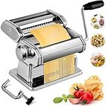 Pasta Maker, 150 Pasta Roller Noodle Maker Machine with 9 Adjustable Thickness Settings, Perfect for Spaghetti, Fettuccini, Lasagna or Dumpling Skins, Includes Cutter, Hand Crank, and Instructions