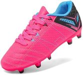 DREAM PAIRS Boys Girls Soccer Football Cleats Shoes for Little Kid/Big Kid,Size 10 Toddler,Fuchsia/Black/Cyan,160471-K