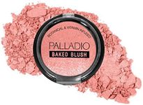 Palladio Baked Blush, Highly Pigmented Shimmery Formula, Easy to Blend and Highly Buildable, Apply Dry for a Natural Glow or Wet for a Dramatic Luminous Look, Long Lasting for All day Wear, Berry