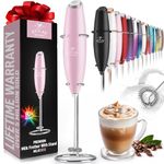 Zulay Powerful Milk Frother Handheld Foam Maker for Lattes - Whisk Drink Mixer for Coffee, Mini Foamer for Cappuccino, Frappe, Matcha, Hot Chocolate by Milk Boss (Cotton Candy)