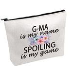 PWHAOO Grandma G-ma Gift G-ma Is My Name Spoiling Is My Game Best G-ma Ever Cosmetic Make Up Storage Bag Gift (G-ma Bag)