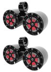 Rockville RKL80MB Bundle: (4) 8 in 900-Watt Marine 2-Way LED Tower Speakers Black, (2) DMAC80B Dual 7.7 in Black Aluminum Wakeboard Speaker Enclosures, for Boats and UTVs, 6-Items