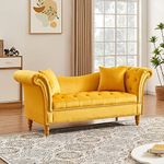 Homecrest Endrita Upholstered Flip Top Storage Bench 2 Seater Sofa Settee Chaise Lounge Chaise Lounger For Livingroom Bedroom Office (Yellow) - Wood