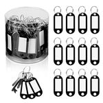 Key Tags, 50 Pcs Key Tags with Labels, with Split Rings Label Window for ID Tags, Keychains, Pet Name Tags, Luggage Tags(Black)