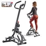 Sunny Health & Fitness Stair Stepper w/Handlebar, Extended Step Range Machine for Climbing Exercise, Compact, Height-Adjustable, Low-Impact & SunnyFit® App Enhanced Bluetooth Connectivity – SF-S021001