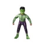 MARVEL’S OFFICIAL HULK COSTUME FOR KIDS - Qualux Jumpsuit with Printed Design and 3D Half Mask- Large