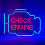 Check Engine Neon Sign,Garage Decor, LED Neon Signs for Wall Decor, Custom Neon Signs for Auto Room Garage Repair Shop Gaming Room,Gifts for Husband Boyfriend Lover(15.7x11.8in)