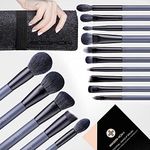 Makeup Brush Set, EIGSHOW 15 Piece Professional Makeup Brushes Kit with Corn Silk Fiber Vegan Brushes for Foundation Powder Concealers Eye Shadows Liquid Kabuki Brushes (AGATE GREY)