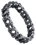 Aoiy Men's Stainless Steel Heavy Biker Bicycle Chain Bracelet, Gunmetal-Color, ccb080wu