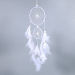 MAGT Dream Catcher, Originality White Dreamcatcher Wind Chimes Indian Style Pearl Feather Pendant Home Wall Window Decor