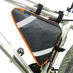 Kraptick Triangle Bike Bag [Waterproof] - Triangle Frame Bag for Bicycle for Lock, Tools, Cycle Accessories - Bike Pouch, Bike Bags with Reflective Straps with Plenty of Storage (Orange)