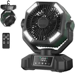 Camping Fan Rechargeble - Portable Battery Powered Fan 20000mAh with LED Lantern Light, Oscillating Tent Fan with Remote, USB Output, Dual Motor, Camping Fans for Tents, Travel, Home (Forest Green)