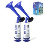 FARBIN Bear Horn Sports Pump Air Horn, Loud Sound Handheld Signal Boat Horn, Personal Safety Horn Alarm for Boating, Sports Events, Parties, Camping, Aggressive Animals (Blue Handheld Horn 2pcs)