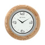 Titan Wooden Brown Wall Clock with Glass Dial - 31.8 cm x 31.8 cm (Medium)