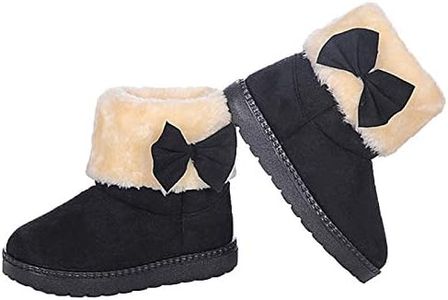 DADAWEN Baby's Girl's Toddler Fashion Cute Bowknot Fur Lining Princess Warm Snow Boots Black US Size 1.5 M Little Kid