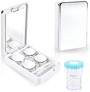 Vordrassil MC2 Contact Lens Case with Manual Contact Lens Cleaner Machine, Portable Contact Box with Mirror Tweezers Remover Tool Solution Bottle for Daily Outdoor Travel. (Silver)