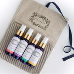 BALIPURA - Aura Spray Mix Sets - 4 pcs in Pack Gift Set for Women and Men - Infused Crystal with Organic Essential Oils - Free Linen Bag - Handmade in Bali, 30 ml Each