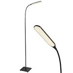 LED Floor Lamp, 4 Brightness Levels & 4 Colors Dimmable Floor Lamp Modern Standing Light Adjustable Gooseneck Task Lighting for Reading Living Room Bedroom Office Piano (Black)