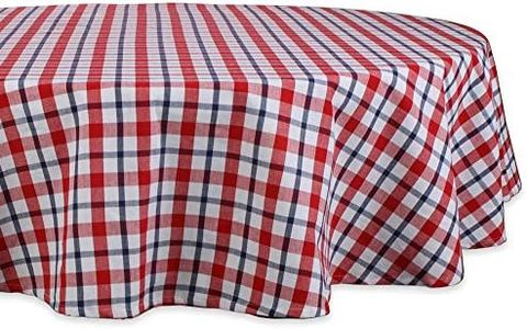 DII American Plaid Table Top Collection for Everyday Use, Summer Cook-Outs, Barbeques, Picnics, Indoor/Outdoor Entertaining, 100% Cotton Machine Washable, Tablecloth, 70" Round