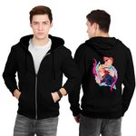 fanideaz Mens Zipper Hoodie Neck Anime Printed_4022BK_L